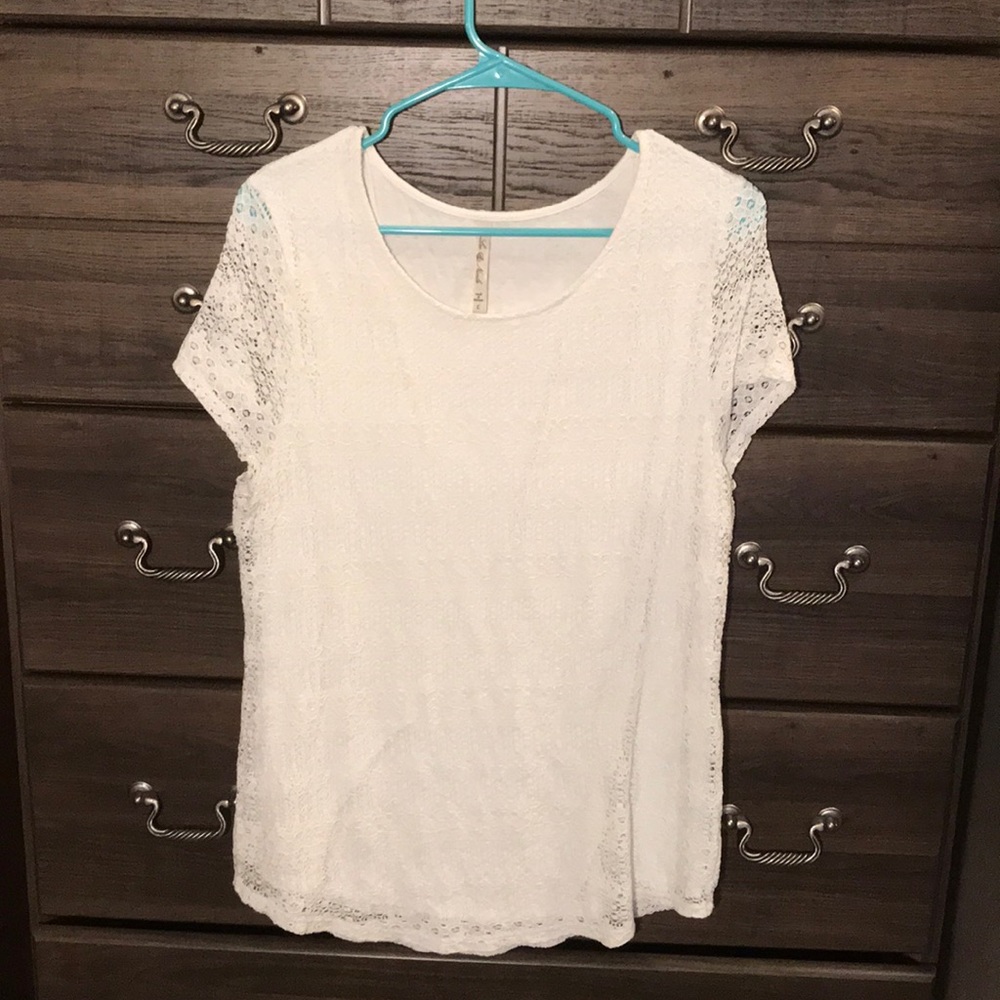 Leo & Nicole white lace shirt. L.